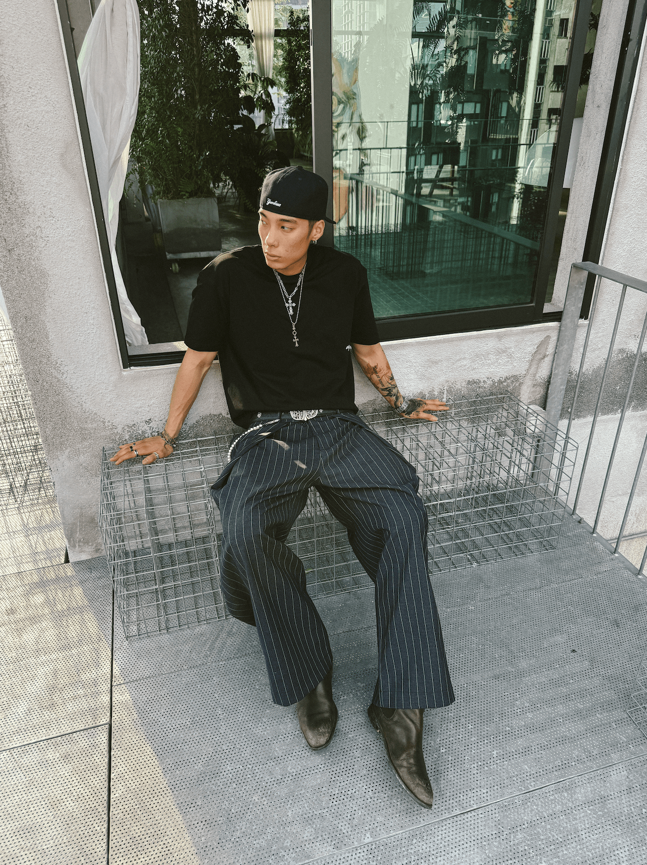 【pelleq】Shirring striped trousers jonnlynx - pelleq Shirring striped trousersの通販 by tulip